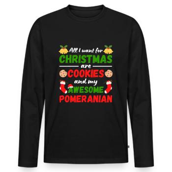 Biscuits Spitz nains de Noël - T-shirt manches longues Premium bio Homme - noir - Devant - Nico (187cm)
