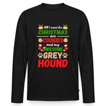 Christmas German Boxer Cookies - Men's Premium Organic Long Sleeve Shirt - black - Front - Nico (187cm)