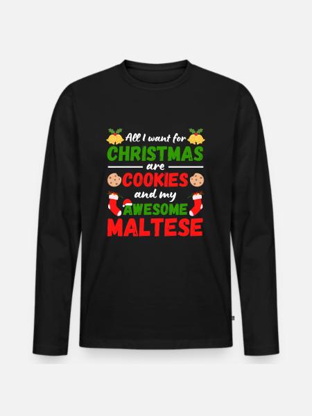 Biscuits maltais de Noël - T-shirt manches longues Premium bio Homme - noir