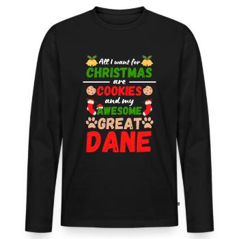 Biscuits de Noël Great Dane - T-shirt manches longues Premium bio Homme - noir - Devant - Nico (187cm)