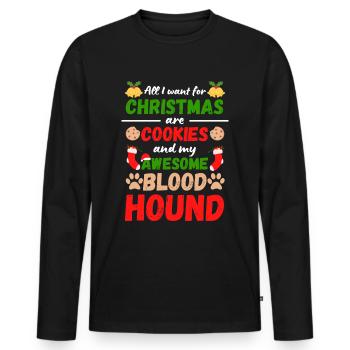 Biscuits Bloodhound de Noël - T-shirt manches longues Premium bio Homme - noir - Devant - Nico (187cm)