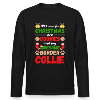 Biscuits De Noël Border Collie - T-shirt manches longues Premium bio Homme - noir - Devant - Nico (187cm)
