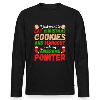 Christmas English Pointer Cookies - Men's Premium Organic Long Sleeve Shirt - black - Front - Nico (187cm)