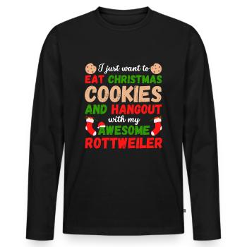 Christmas Rottweiler Cookies - Men's Premium Organic Long Sleeve Shirt - black - Front - Nico (187cm)