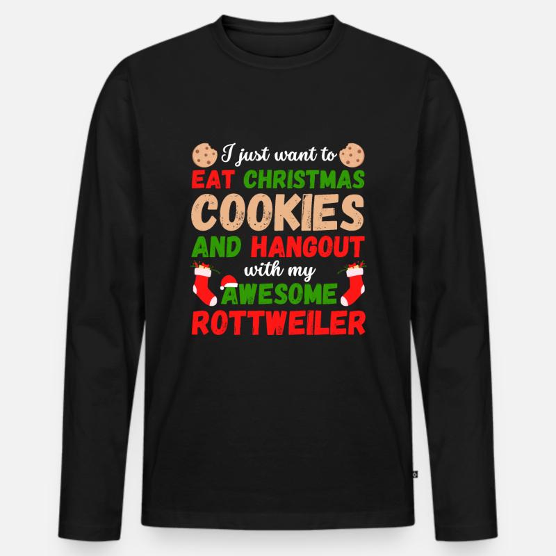 Weihnachten Rottweiler Kekse - Männer Premium Bio Langarmshirt - Schwarz