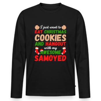 Christmas Samoyed Cookies - Men's Premium Organic Long Sleeve Shirt - black - Front - Nico (187cm)