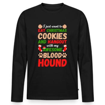 Biscuits Bloodhound de Noël - T-shirt manches longues Premium bio Homme - noir - Devant - Nico (187cm)