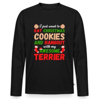 Biscuits de Noël Terrier - T-shirt manches longues Premium bio Homme - noir - Devant - Nico (187cm)