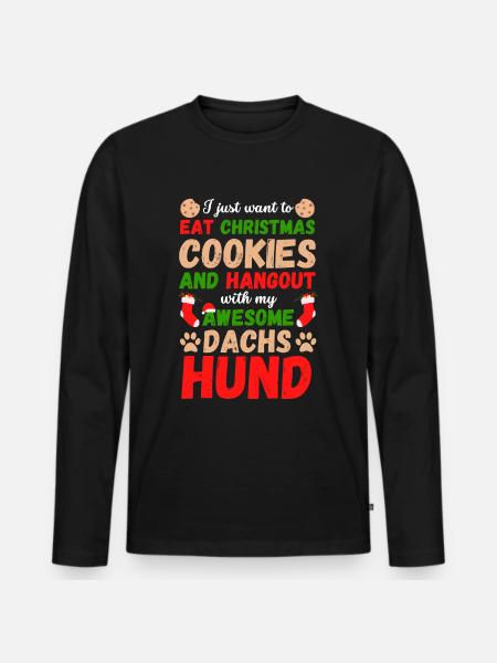 Biscuits teckels de Noël - T-shirt manches longues Premium bio Homme - noir