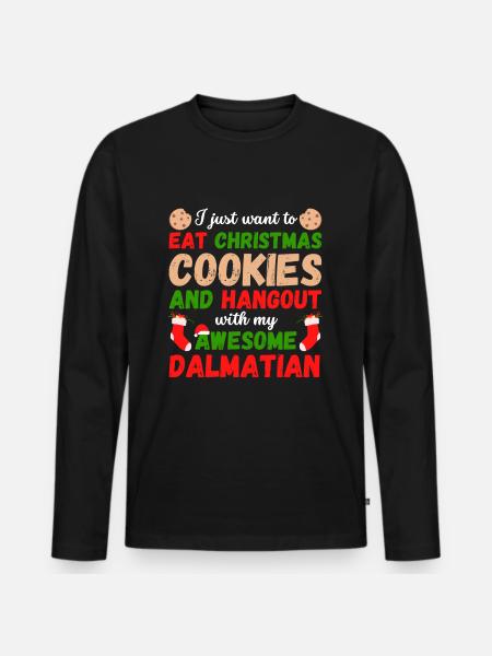 Biscuits dalmates de Noël - T-shirt manches longues Premium bio Homme - noir
