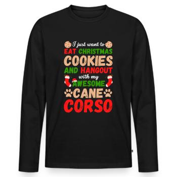 Christmas Cane Corso Cookies - Men's Premium Organic Long Sleeve Shirt - black - Front - Nico (187cm)