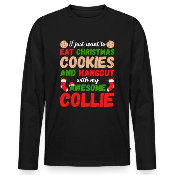 Christmas Collie Cookies - Men's Premium Organic Long Sleeve Shirt - black - Front - Nico (187cm)