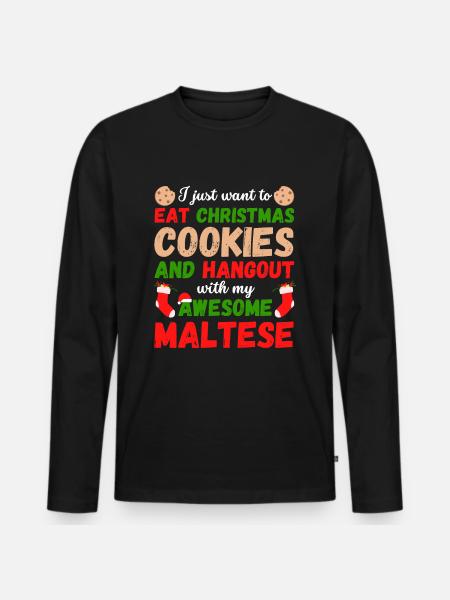 Biscuits maltais de Noël - T-shirt manches longues Premium bio Homme - noir