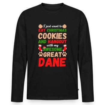 Biscuits de Noël Great Dane - T-shirt manches longues Premium bio Homme - noir - Devant - Nico (187cm)