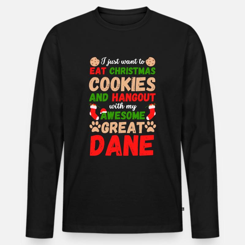 Biscuits de Noël Great Dane - T-shirt manches longues Premium bio Homme - noir