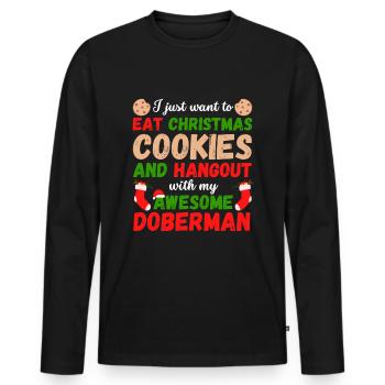 Christmas Doberman Cookies - Men's Premium Organic Long Sleeve Shirt - black - Front - Nico (187cm)