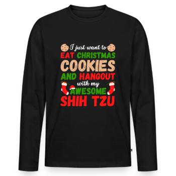 Weihnachten Shih Tzu Kekse - Männer Premium Bio Langarmshirt - Schwarz - Vorne - Nico (187cm)