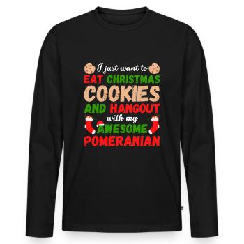 Biscuits Spitz nains de Noël - T-shirt manches longues Premium bio Homme - noir - Devant - Nico (187cm)