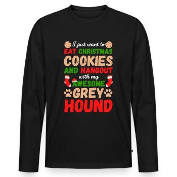 Biscuits lévriers de Noël - T-shirt manches longues Premium bio Homme - noir - Devant - Nico (187cm)