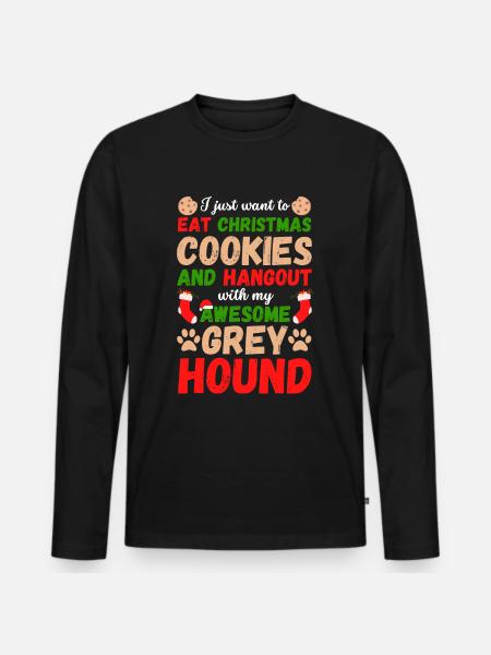 Biscuits lévriers de Noël - T-shirt manches longues Premium bio Homme - noir