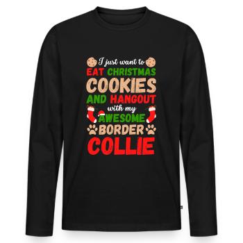 Biscuits De Noël Border Collie - T-shirt manches longues Premium bio Homme - noir - Devant - Nico (187cm)