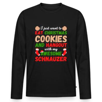 Weihnachten Schnauzer Kekse - Männer Premium Bio Langarmshirt - Schwarz - Vorne - Nico (187cm)