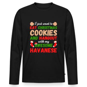Biscuits havanais de Noël - T-shirt manches longues Premium bio Homme - noir - Devant - Nico (187cm)
