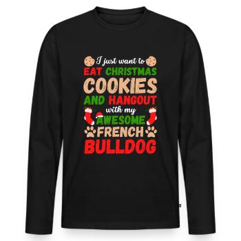 Christmas French Bulldog Cookies - Men's Premium Organic Long Sleeve Shirt - black - Front - Nico (187cm)