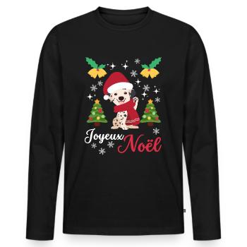 Weihnachten Süßer Dalmatiner Liebhaber Kawaii - Männer Premium Bio Langarmshirt - Schwarz - Vorne - Nico (187cm)