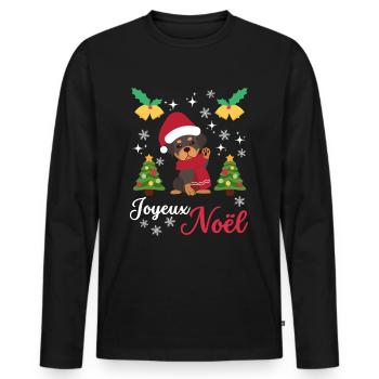Weihnachten Süßer Rottweiler Liebhaber Kawaii - Männer Premium Bio Langarmshirt - Schwarz - Vorne - Nico (187cm)