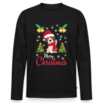 Christmas Sweet English Pointer Lover Kawaii - Men's Premium Organic Long Sleeve Shirt - black - Front - Nico (187cm)