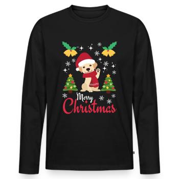Noël Sweet Labrador Retriever Kawaii - T-shirt manches longues Premium bio Homme - noir - Devant - Nico (187cm)