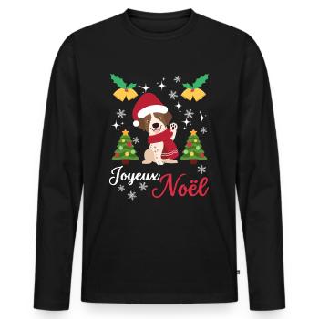 Christmas Sweet English Pointer Lover Kawaii - Men's Premium Organic Long Sleeve Shirt - black - Front - Nico (187cm)