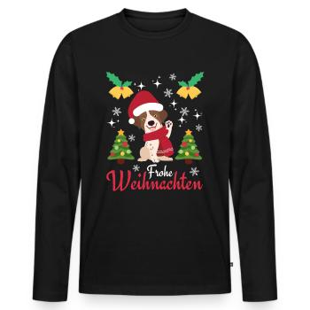 Christmas Sweet English Pointer Lover Kawaii - Men's Premium Organic Long Sleeve Shirt - black - Front - Nico (187cm)