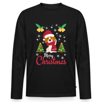 Christmas Sweet Beagle Kawaii - Men's Premium Organic Long Sleeve Shirt - black - Front - Nico (187cm)
