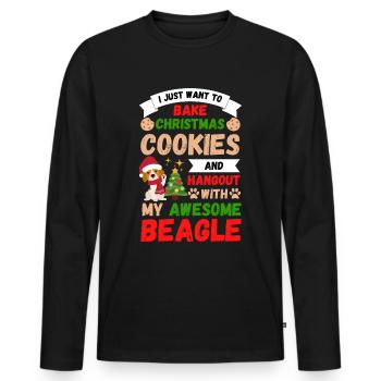 Christmas Sweet Beagle Kawaii - Men's Premium Organic Long Sleeve Shirt - black - Front - Nico (187cm)