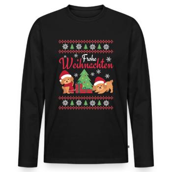 Frohe Weihnachten Süßer Pudel Kawaii - Männer Premium Bio Langarmshirt - Schwarz - Vorne - Nico (187cm)