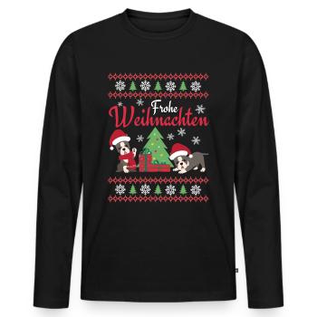 Noël Sweet Boston Terrier Kawaii - T-shirt manches longues Premium bio Homme - noir - Devant - Nico (187cm)