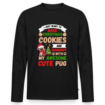 Weihnachten Süßer Mops Liebhaber Kawaii - Männer Premium Bio Langarmshirt - Schwarz - Vorne - Nico (187cm)
