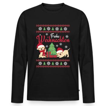 Noël Sweet Labrador Retriever Kawaii - T-shirt manches longues Premium bio Homme - noir - Devant - Nico (187cm)