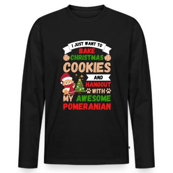 Christmas Sweet Dwarf Spitz Lover Kawaii - Men's Premium Organic Long Sleeve Shirt - black - Front - Nico (187cm)