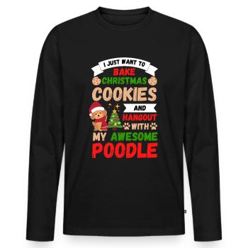 Frohe Weihnachten Süßer Pudel Kawaii - Männer Premium Bio Langarmshirt - Schwarz - Vorne - Nico (187cm)