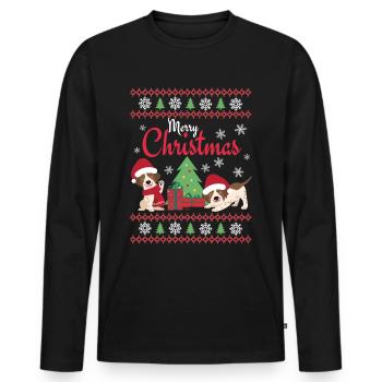 Christmas Sweet English Pointer Lover Kawaii - Men's Premium Organic Long Sleeve Shirt - black - Front - Nico (187cm)