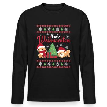 Noël Sweet Dwarf Spitz Lover Kawaii - T-shirt manches longues Premium bio Homme - noir - Devant - Nico (187cm)