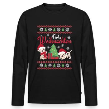 Weihnachten Süßer Dalmatiner Liebhaber Kawaii - Männer Premium Bio Langarmshirt - Schwarz - Vorne - Nico (187cm)