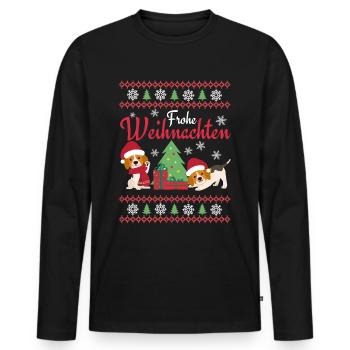 Beagle Noël - T-shirt manches longues Premium bio Homme - noir - Devant - Nico (187cm)