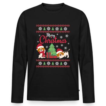Christmas Sweet Beagle Kawaii - Men's Premium Organic Long Sleeve Shirt - black - Front - Nico (187cm)