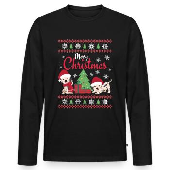Weihnachten Süßer Dalmatiner Liebhaber Kawaii - Männer Premium Bio Langarmshirt - Schwarz - Vorne - Nico (187cm)