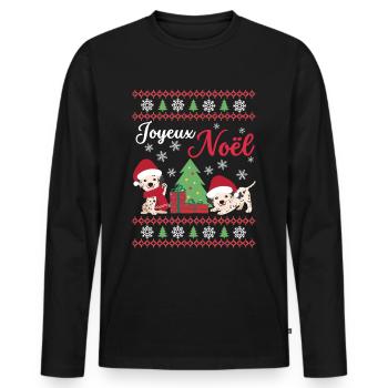 Weihnachten Süßer Dalmatiner Liebhaber Kawaii - Männer Premium Bio Langarmshirt - Schwarz - Vorne - Nico (187cm)