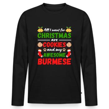 Christmas Burma Cat Cookies - Men's Premium Organic Long Sleeve Shirt - black - Front - Nico (187cm)